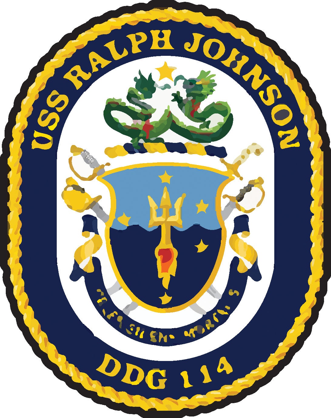 USS Ralph Johnson DDG-114 Badge Iron On Heat Transfer Vinyl HTV Arleigh Burke Class Destroyer