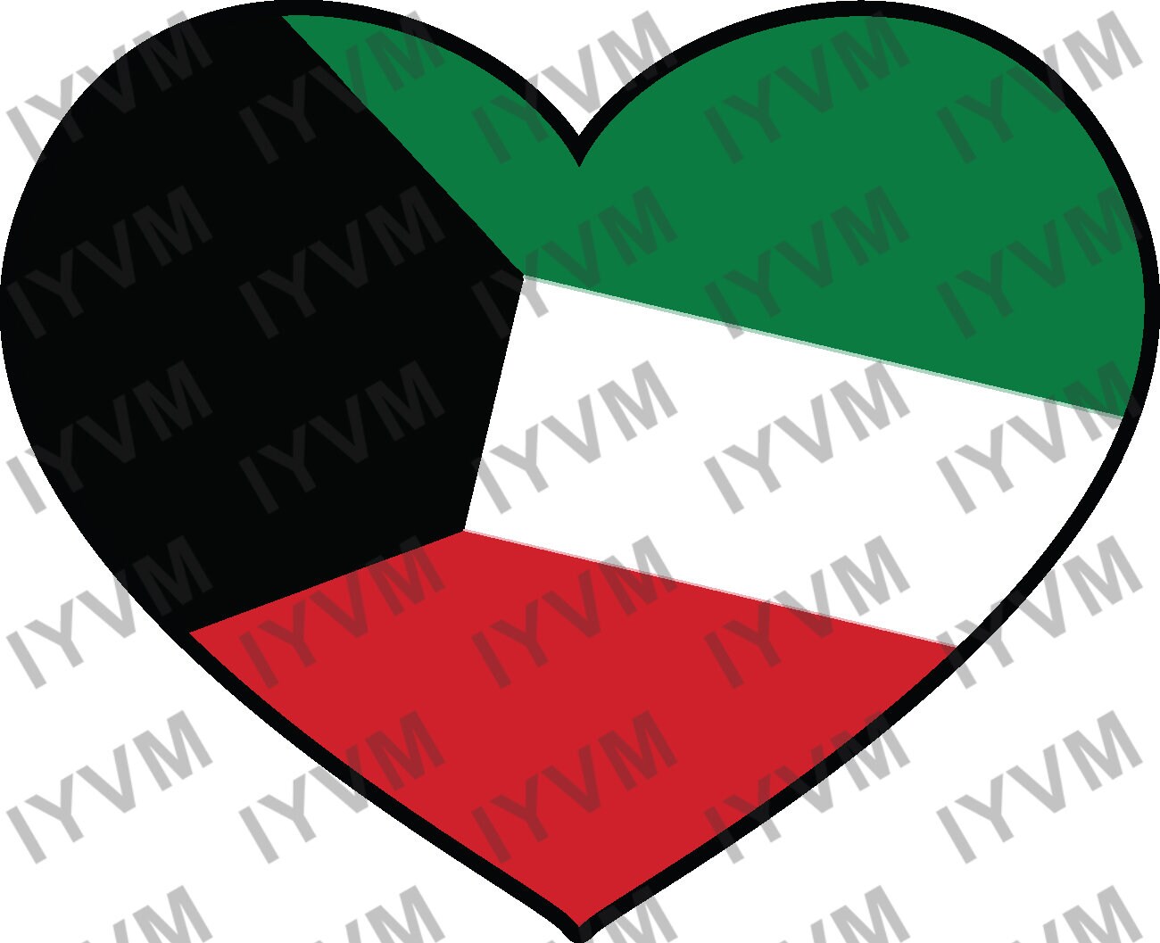 Kuwait Flag Heart Sticker Decal / State of Kuwait / Kuwait City / Kuwaiti