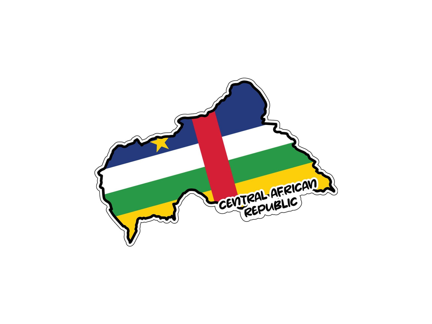 Central African Republic Map Flag Sticker Decal