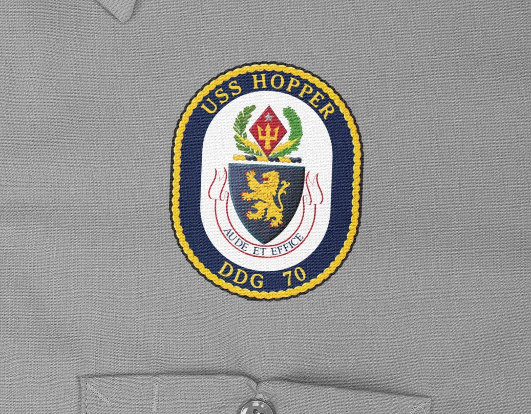 USS Hopper DDG-70 Badge Iron On Heat Transfer Vinyl HTV Arleigh Burke Class Destroyer