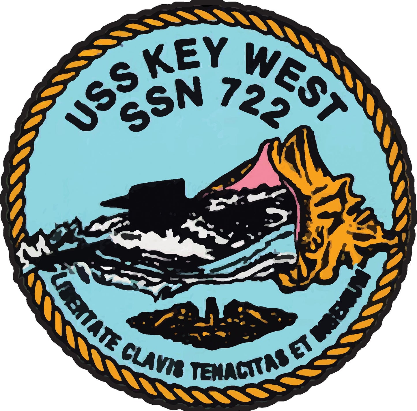 USS Key West SSN-722 Badge Iron On Heat Transfer Vinyl HTV Los Angeles Class Attack Submarine