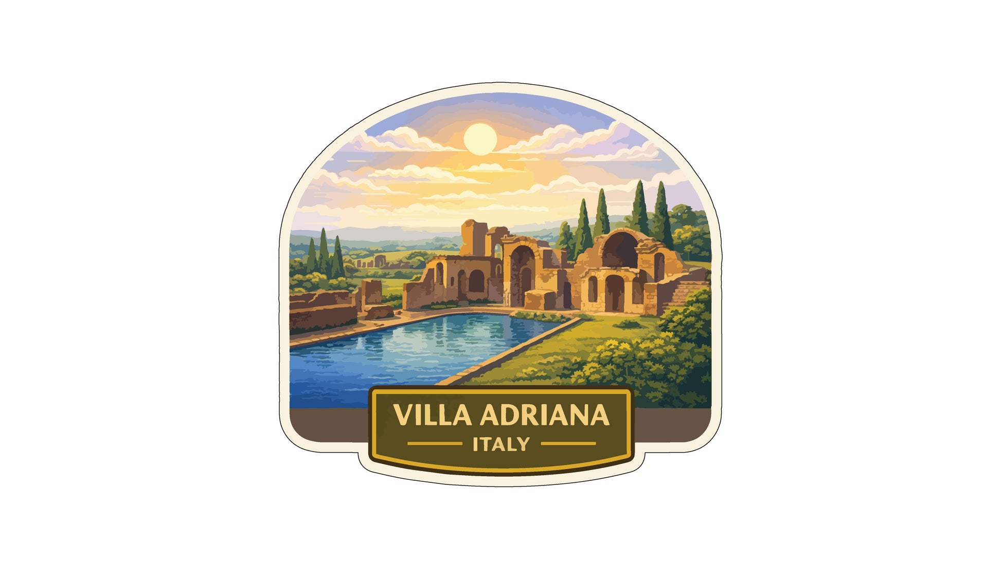 a scenic view of the villa in Italy, with a large body of water and a picturesque landscape in the background.