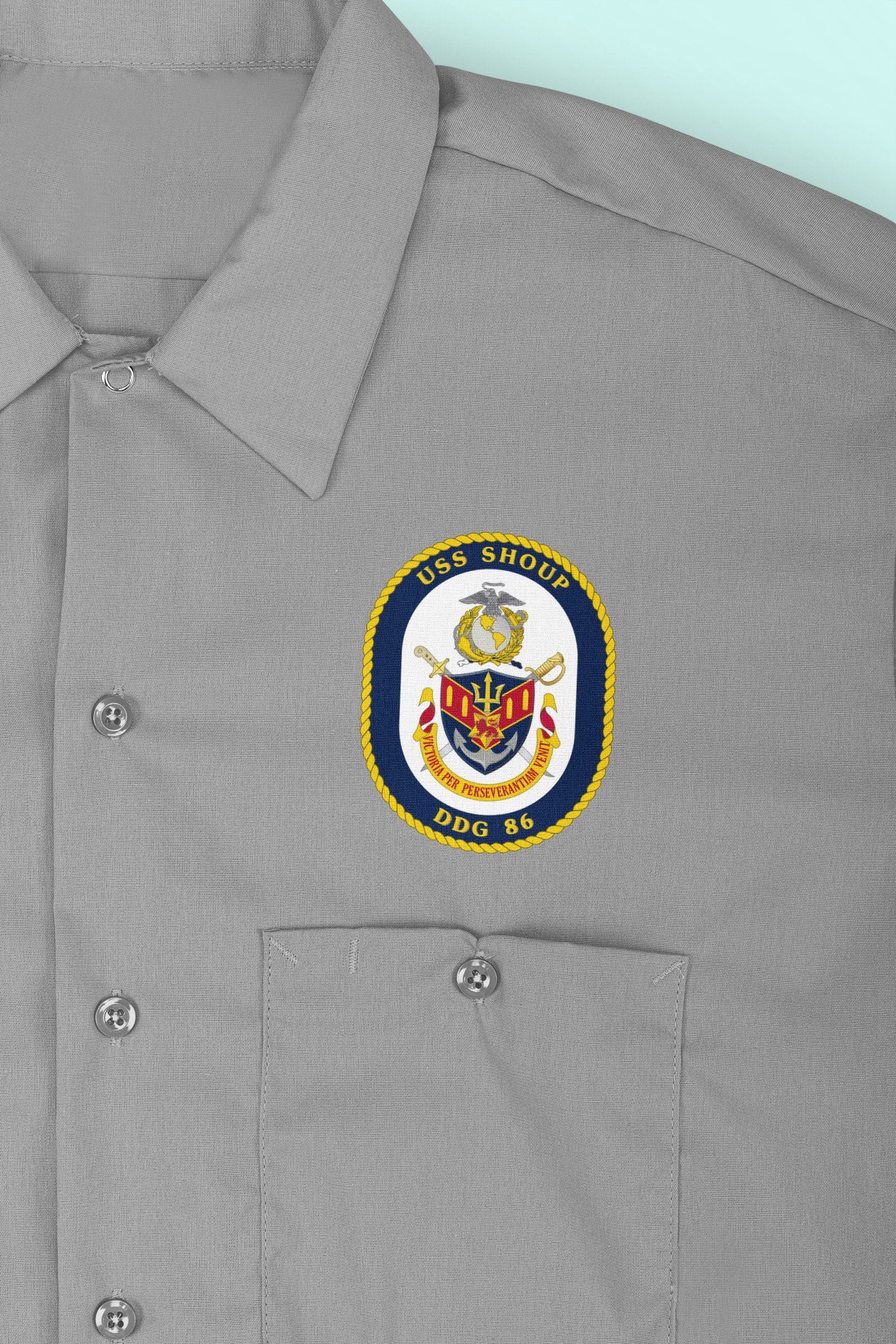 USS Shoup DDG-86 Badge Iron On Heat Transfer Vinyl HTV Arleigh Burke Class Destroyer