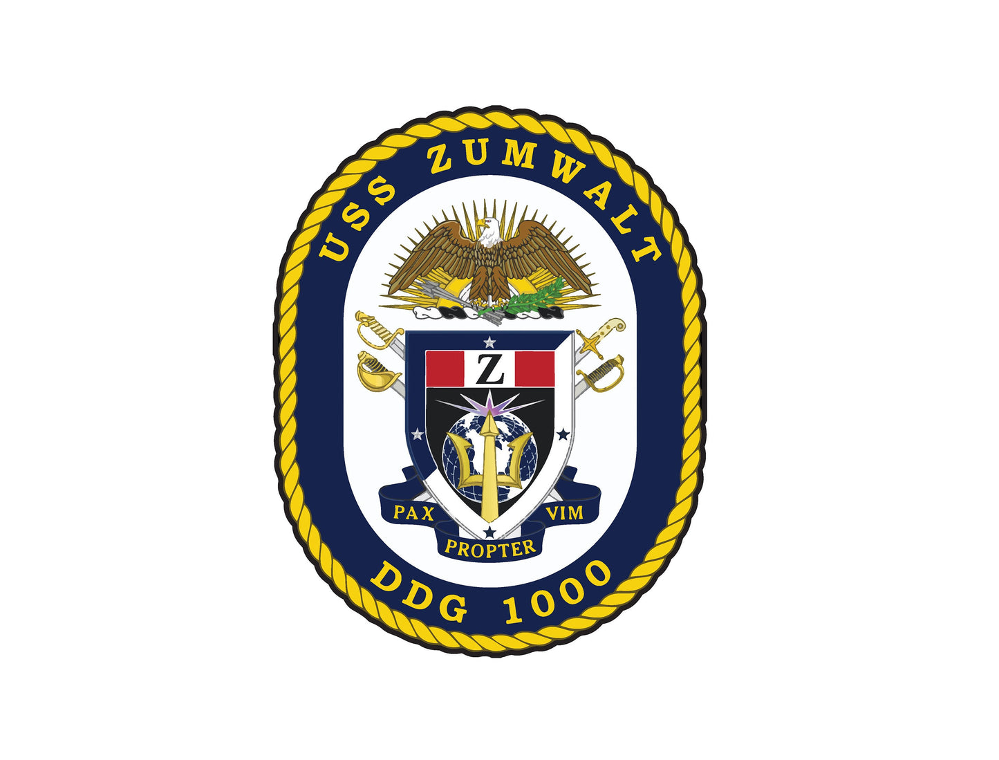 USS Zumwalt DDG-1000 Badge Sticker Decal Zumwalt Class Destroyer Car Sticker Bumper Sticker for Car Emblem