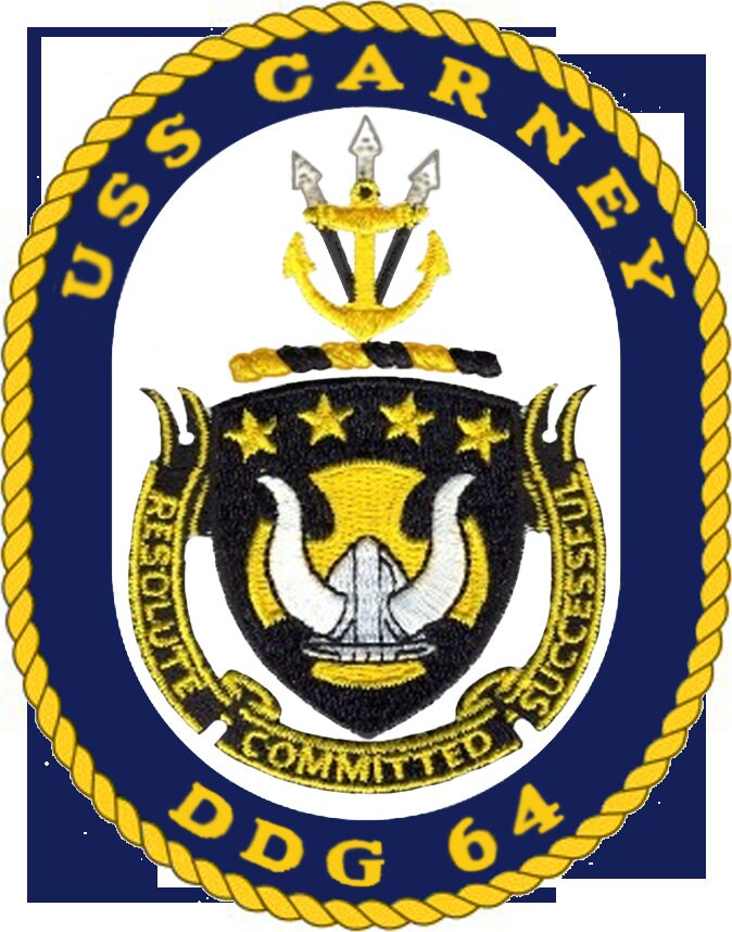 USS Carney DDG-64 Badge Iron On Heat Transfer Vinyl HTV Arleigh Burke Class Destroyer