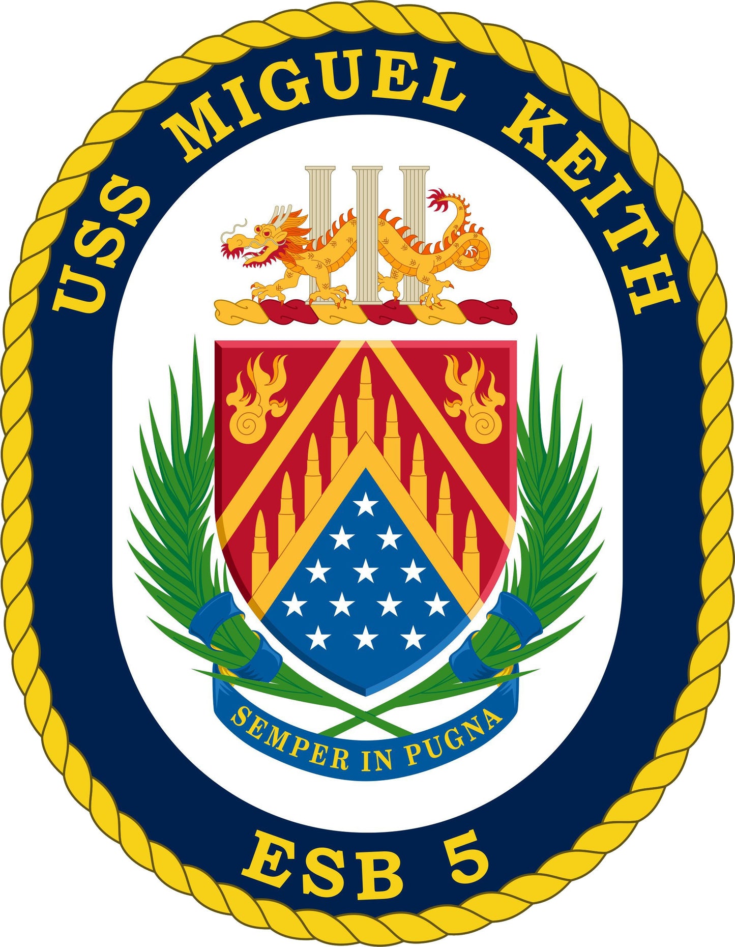 USS Miguel Keith ESB-5 Badge Iron On Heat Transfer Vinyl HTV Lewis B. Puller Class Expeditionary mobile base
