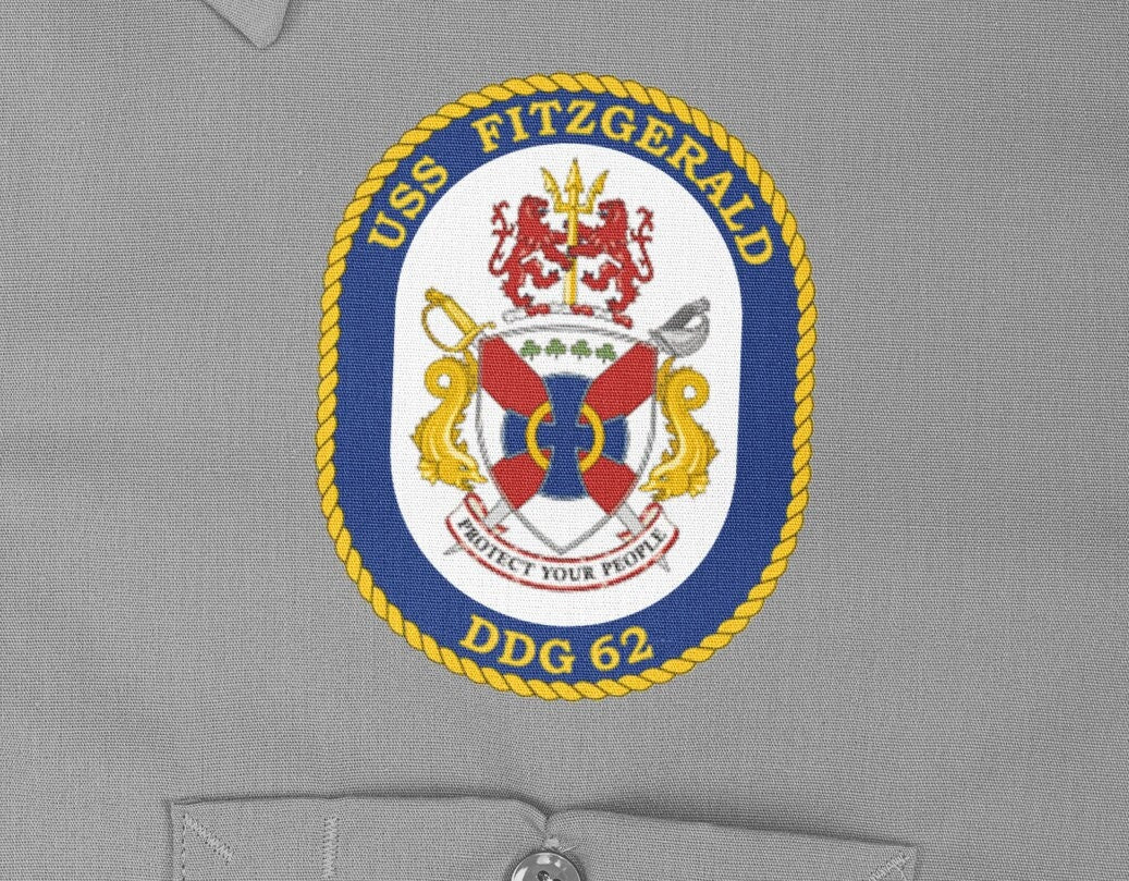 USS Fitzgerald DDG-62 Badge Iron On Heat Transfer Vinyl HTV Arleigh Burke Class Destroyer