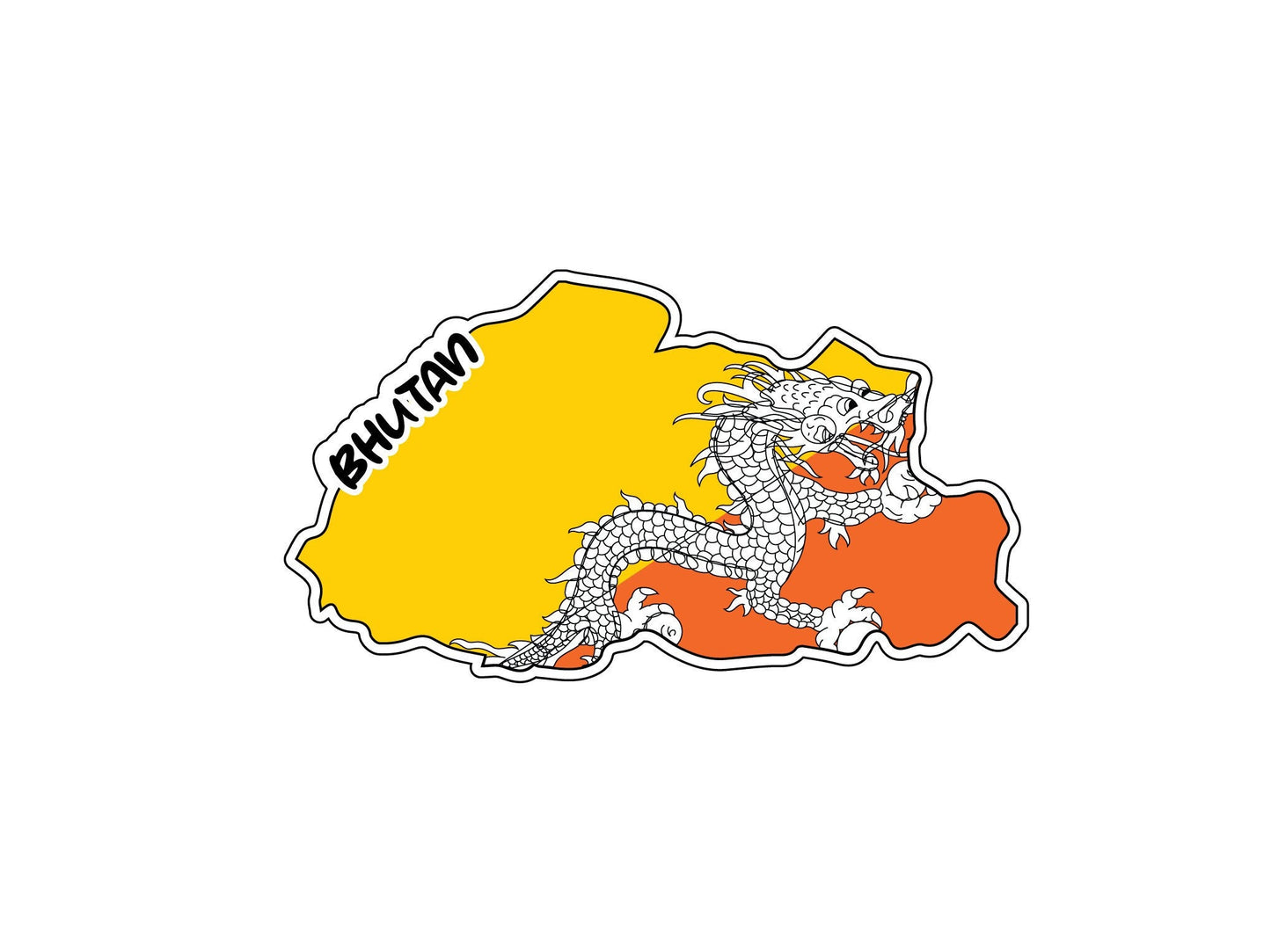 Bhutan Map Flag Sticker Decal