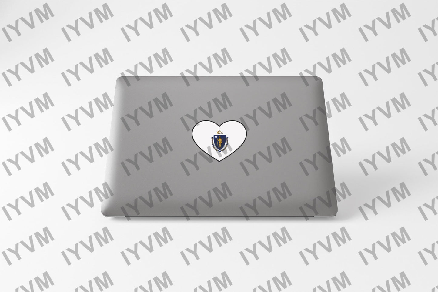 State of Massachusetts Flag Heart Sticker Decal  USA Massachusetts State  Boston  The Bay State  Baked Bean State  Codfish State /