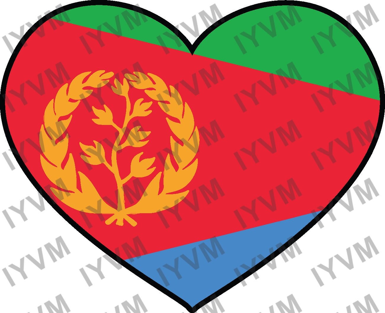 Eritrea Flag Heart Sticker Decal / State of Eritrea / Asmara / Tigrinya / Eritrean