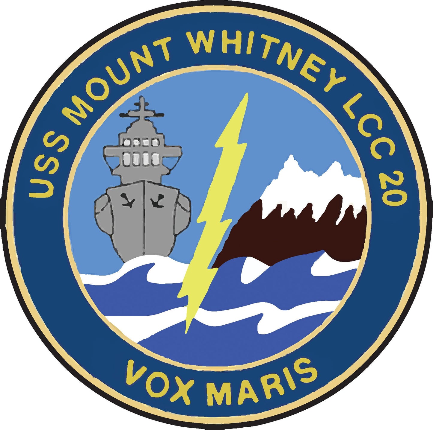 USS Mount Whitney LCC-20 Badge Iron On Heat Transfer Vinyl HTV Blue Ridge Class Amphibious Command Ship