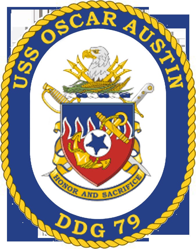 USS Oscar Austin DDG-79 Badge Iron On Heat Transfer Vinyl HTV Arleigh Burke Class Destroyer