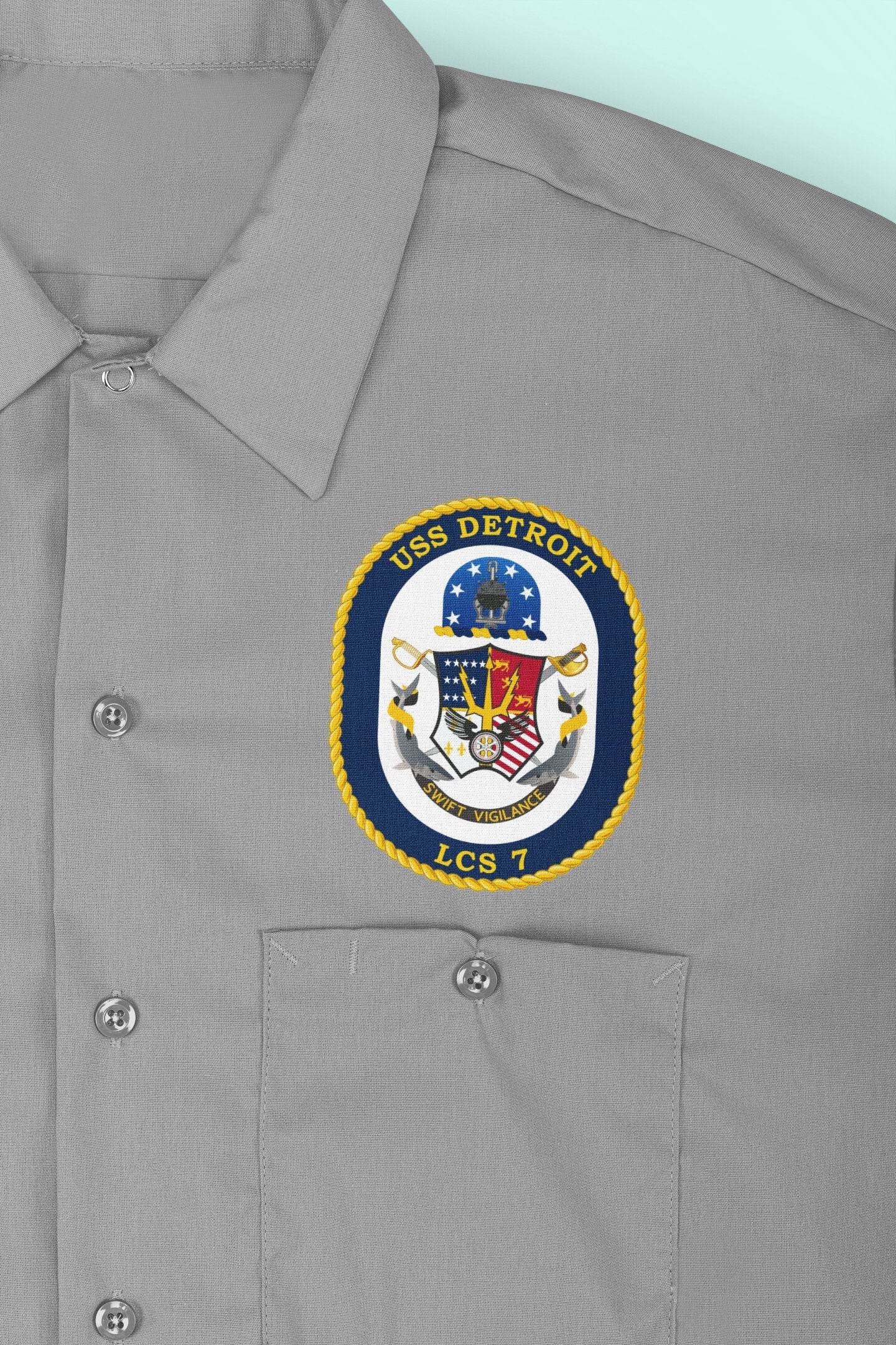 USS Detroit LCS-7 Badge Iron On Heat Transfer Vinyl HTV Freedom Class Littoral combat ship
