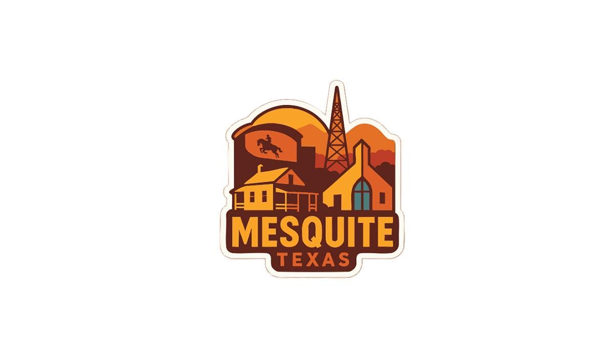 a stylized logo for the state of Mesquite, Texas.