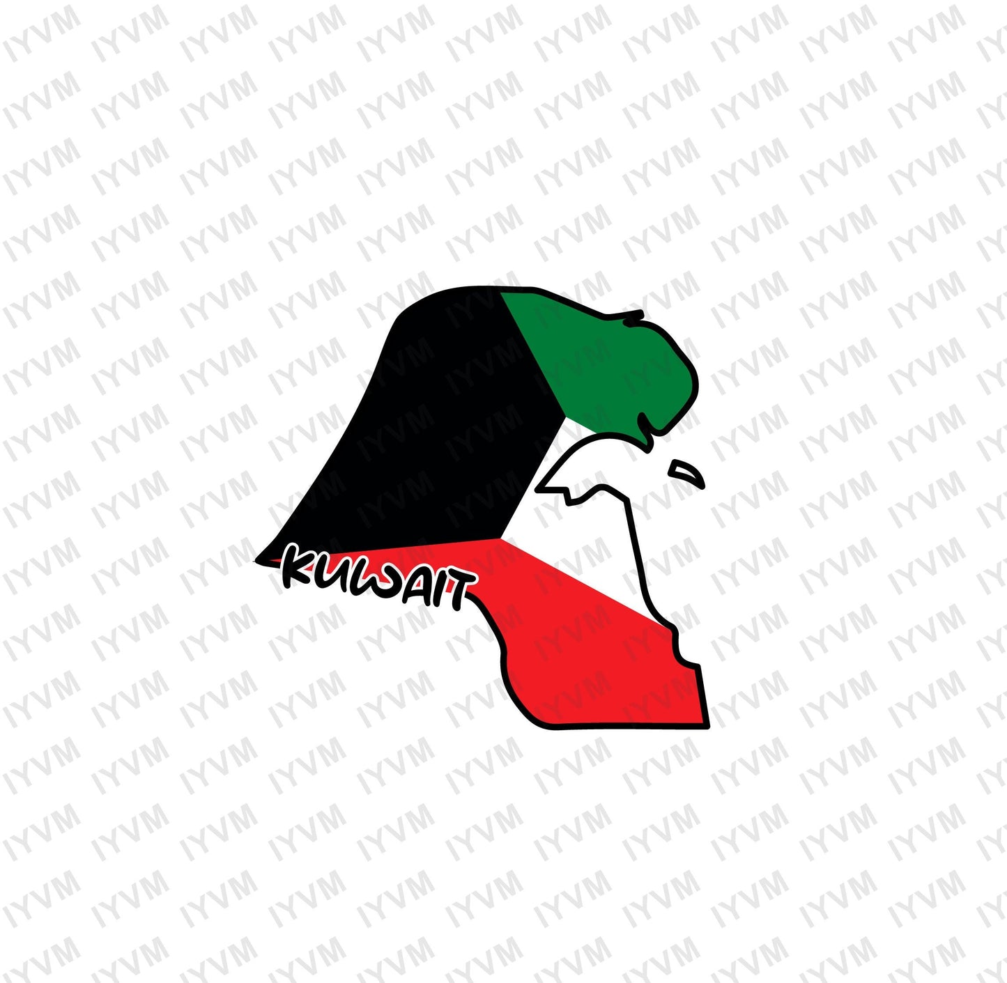 Kuwait Map Iron On Heat Transfer Vinyl HTV / State of Kuwait / Kuwait City / Kuwaiti