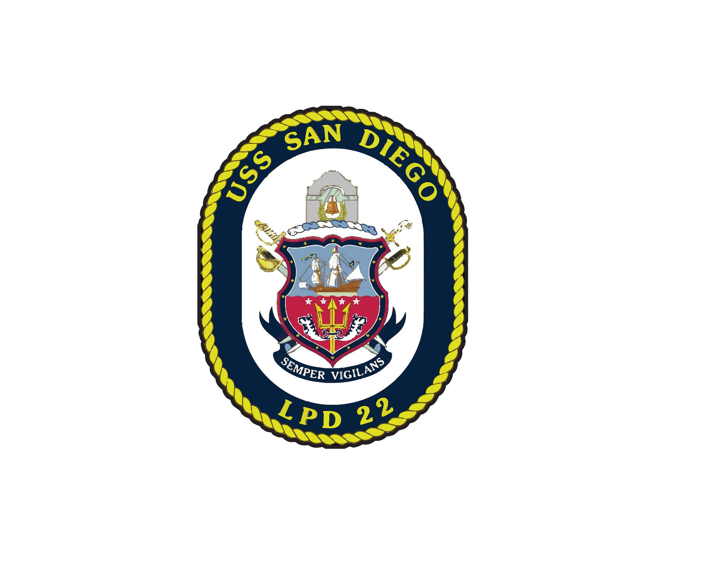 USS San Diego LPD-22 Badge Sticker Decal San Antonio Class Amphibious Transport Dock Car Sticker Bumper Sticker for Car Emblem