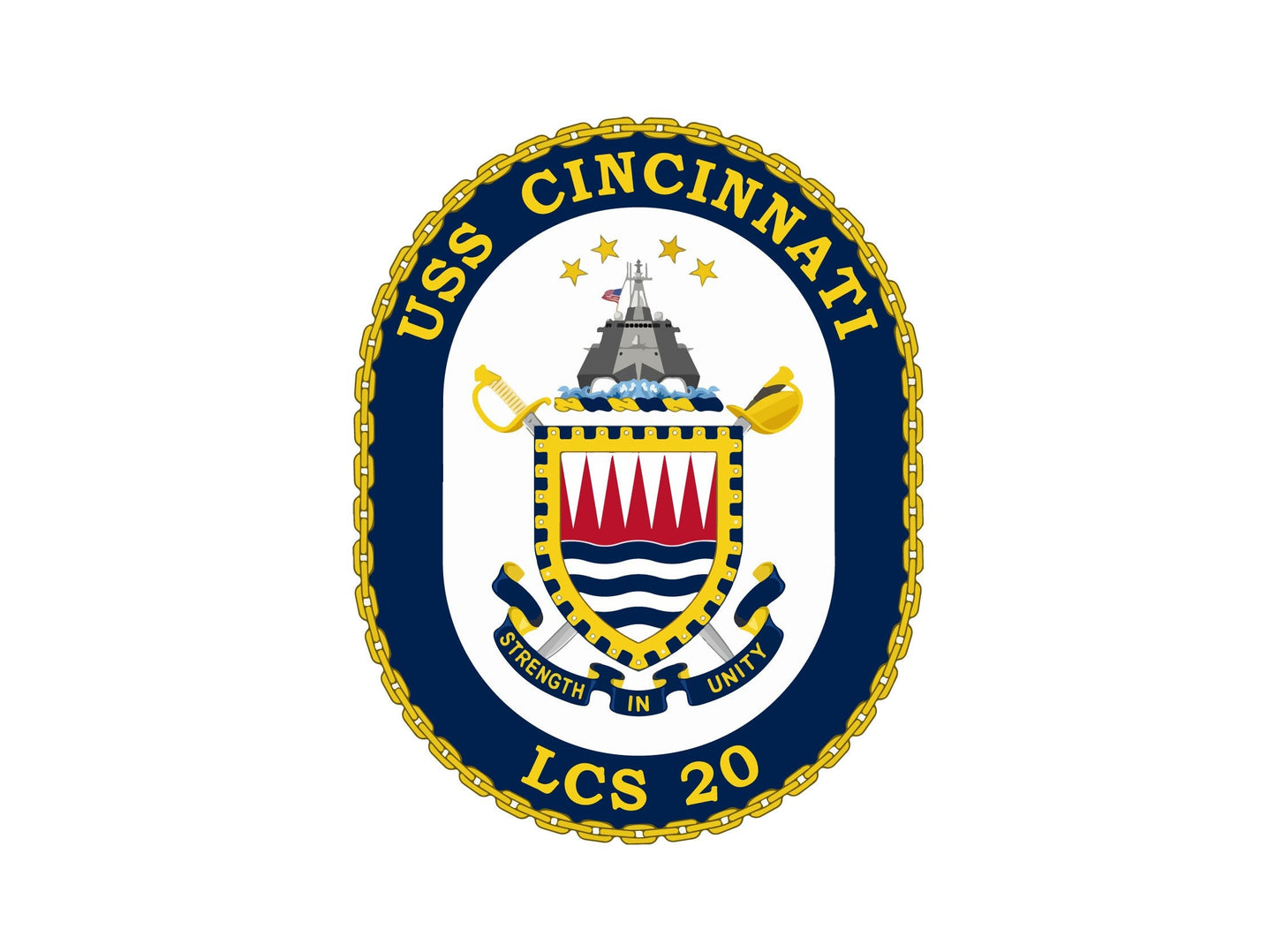 USS Cincinnati LCS-20 Badge Sticker Decal Independence Class Littoral combat ship Car Sticker Bumper Sticker for Car Emblem