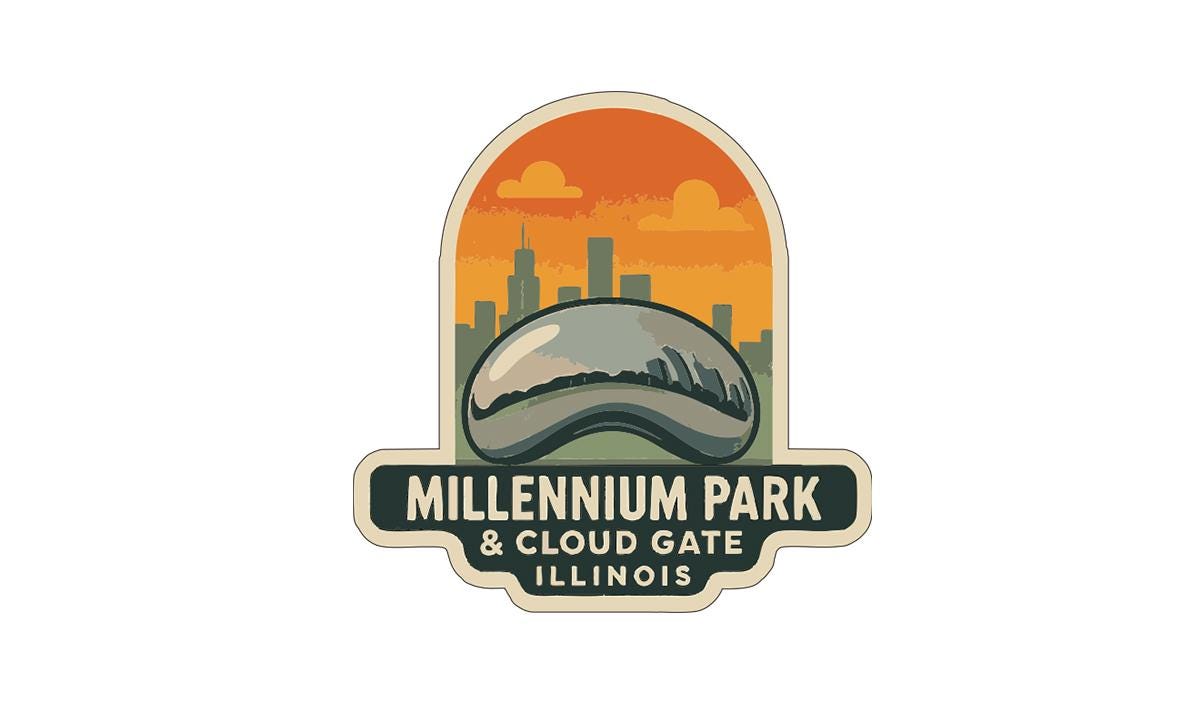 Millennium Park & Cloud Gate Bean Iron On Heat Transfer Vinyl HTV Symbolic