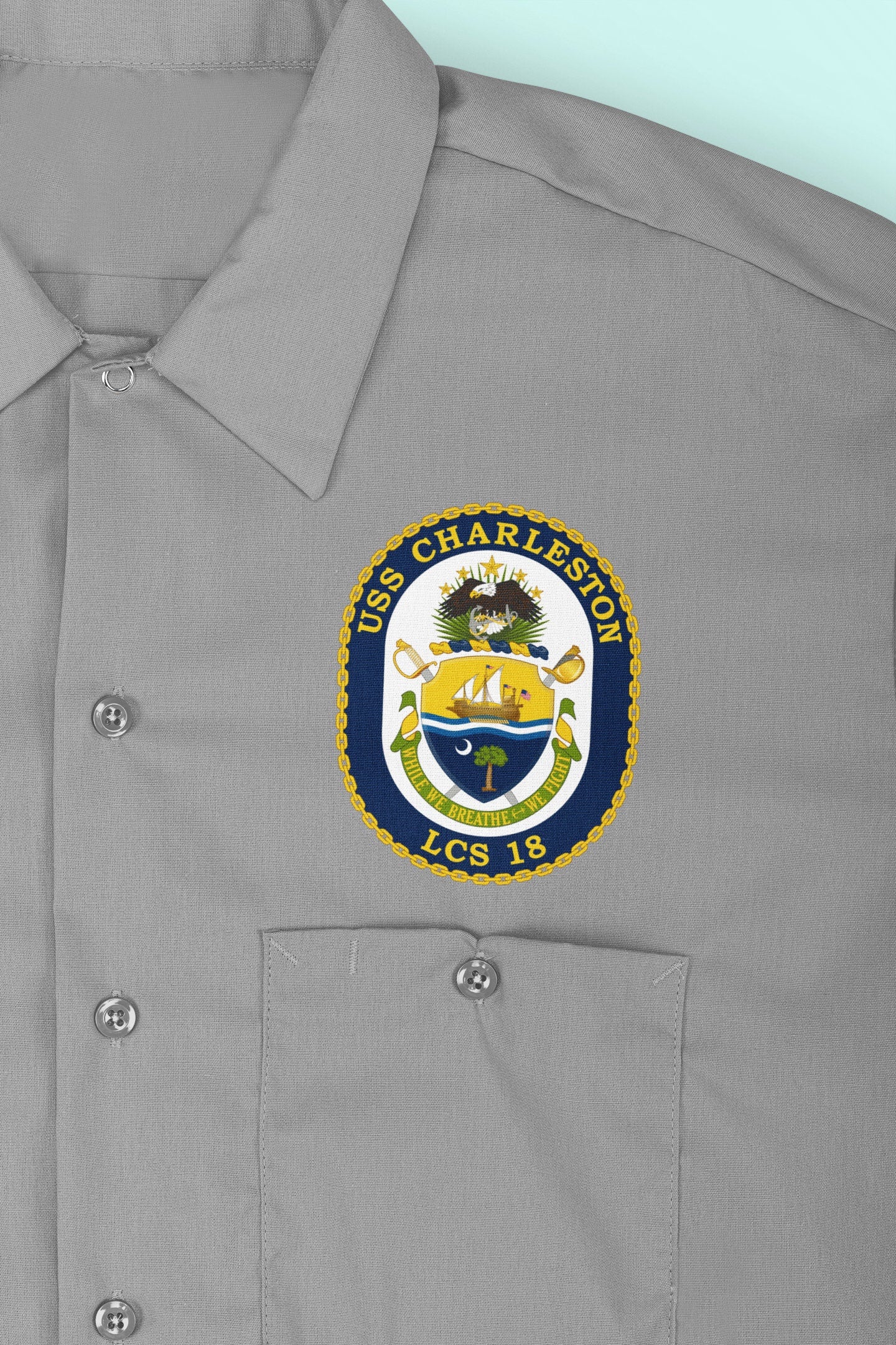 USS Charleston LCS-18 Badge Iron On Heat Transfer Vinyl HTV Independence Class Littoral combat ship