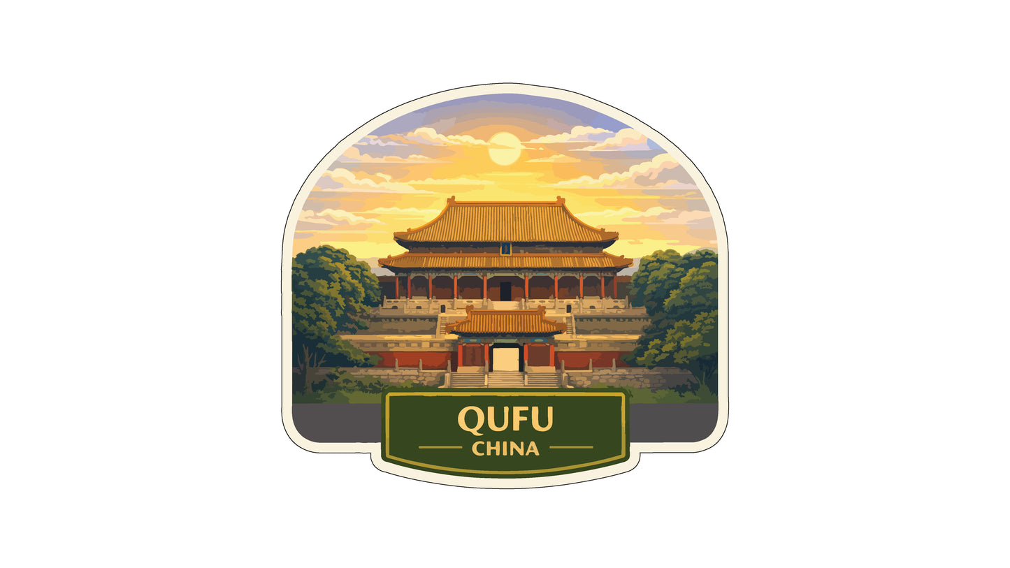 a traditional Chinese temple with a golden roof and ornate decorations, set against a backdrop of a sunset sky with clouds.