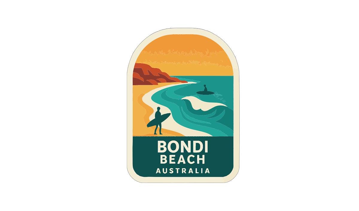 Bondi Beach Australia Iron On Heat Transfer Vinyl HTV Die-Cut Symbolic Landmark