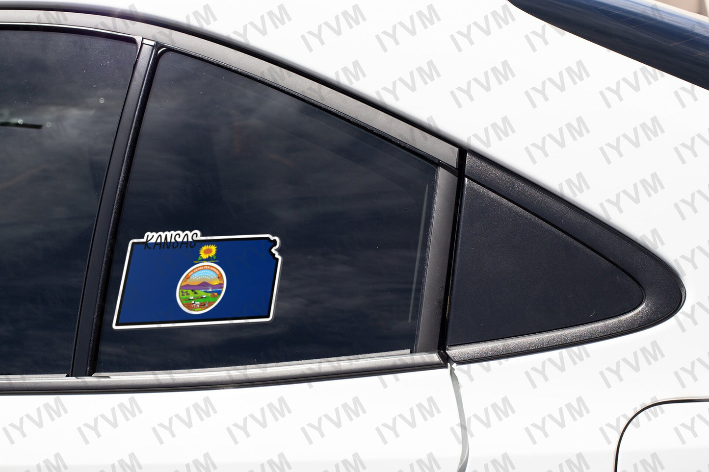 State of Kansas Map Flag Sticker Decal  USA Kansas State  Topeka  The Sunflower State  America's Heartland  Central State / Dorothy's Home