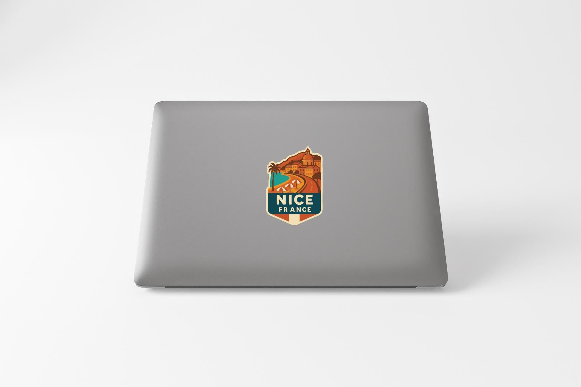 a laptop with a sticker on the back cover.