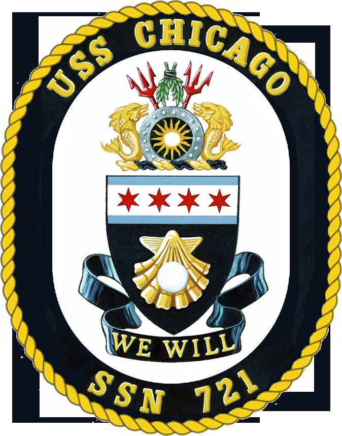 USS Chicago SSN-721 Badge Iron On Heat Transfer Vinyl HTV Los Angeles Class Attack submarine