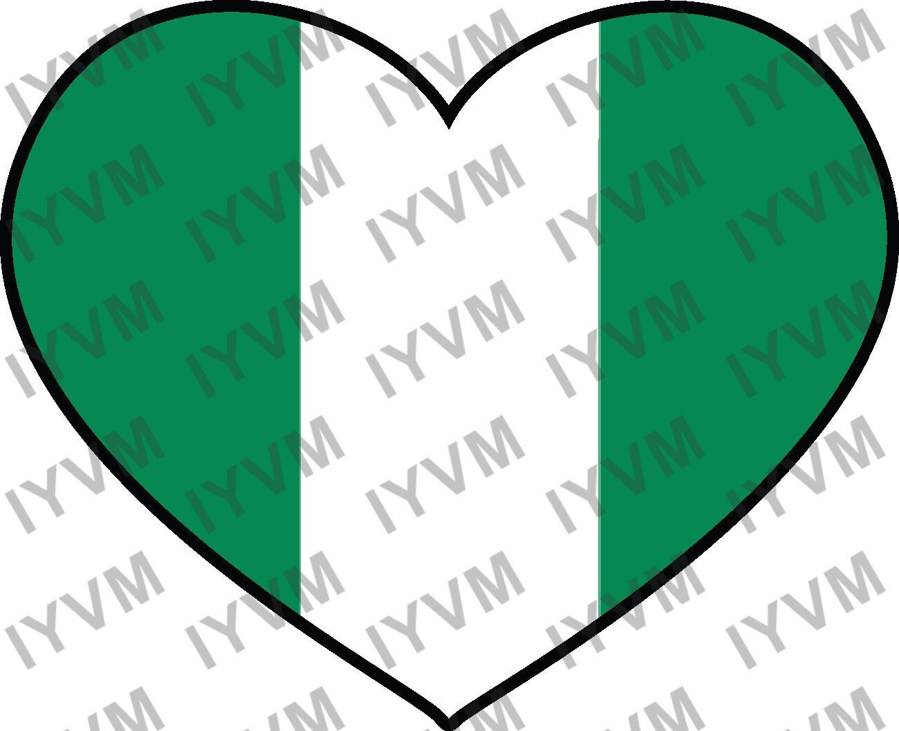 Nigeria Flag Heart Sticker Decal / Federal Republic of Nigeria / Unity and Faith, Peace and Progress / Abuja / Jamhuriyar Tarayyar Najeriya