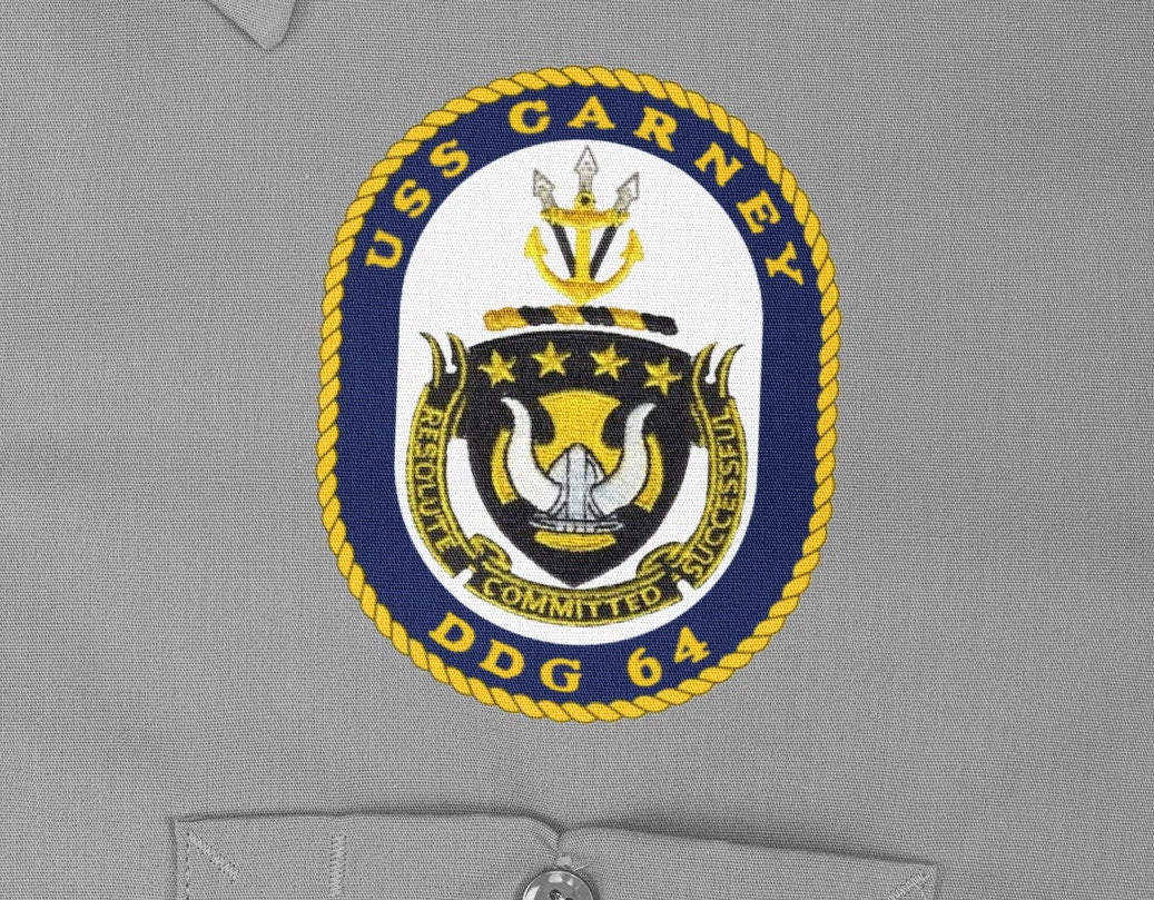USS Carney DDG-64 Badge Iron On Heat Transfer Vinyl HTV Arleigh Burke Class Destroyer