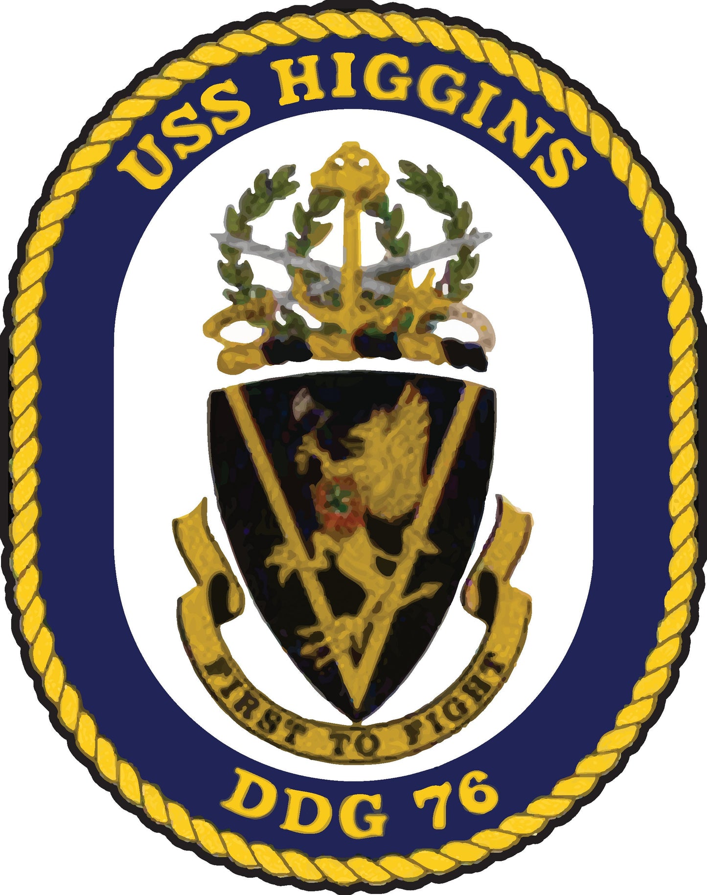 USS Higgins DDG-76 Badge Iron On Heat Transfer Vinyl HTV Arleigh Burke Class Destroyer