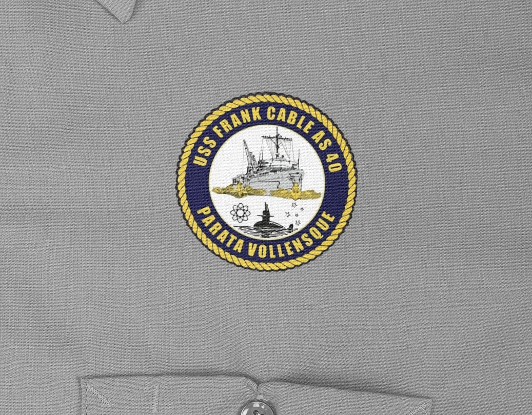 USS Frank Cable AS-40 Badge Iron On Heat Transfer Vinyl HTV Emory S. Land Class Submarine Tender