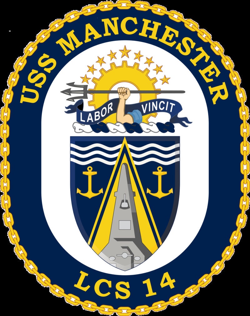USS Manchester LCS-14 Badge Iron On Heat Transfer Vinyl HTV Independence Class Littoral combat ship