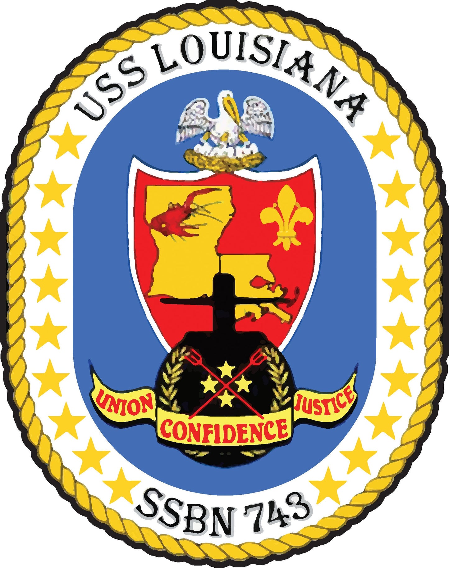 USS Louisiana SSBN-743 Badge Iron On Heat Transfer Vinyl HTV Ohio Class Ballistic Missile Submarine