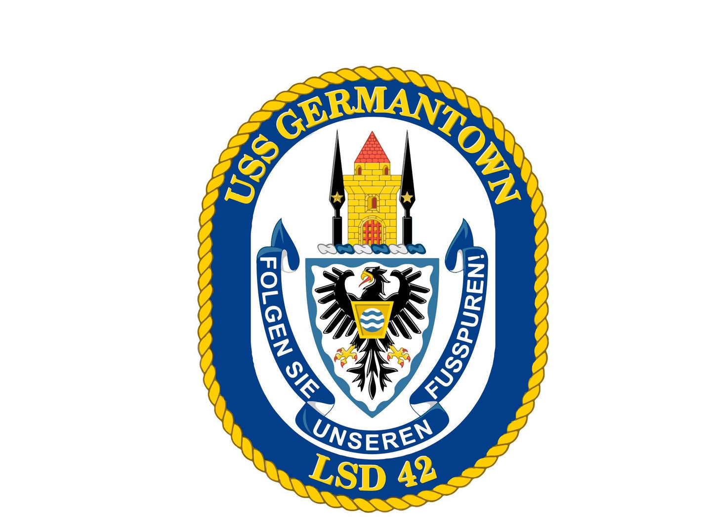 USS Germantown LSD-42 Badge Sticker Decal Whidbey Island Class Dock landing ship Car Sticker Bumper Sticker for Car Emblem