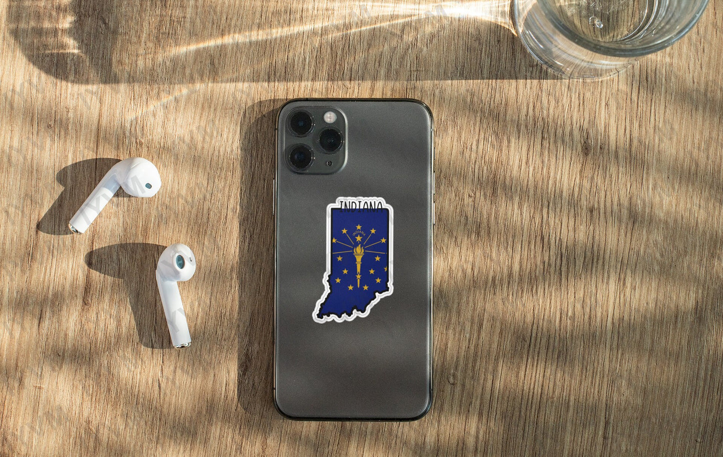 State of Indiana Map Flag Sticker Decal  USA Indiana State  Indianapolis  The Hoosier State  Crossroads of America