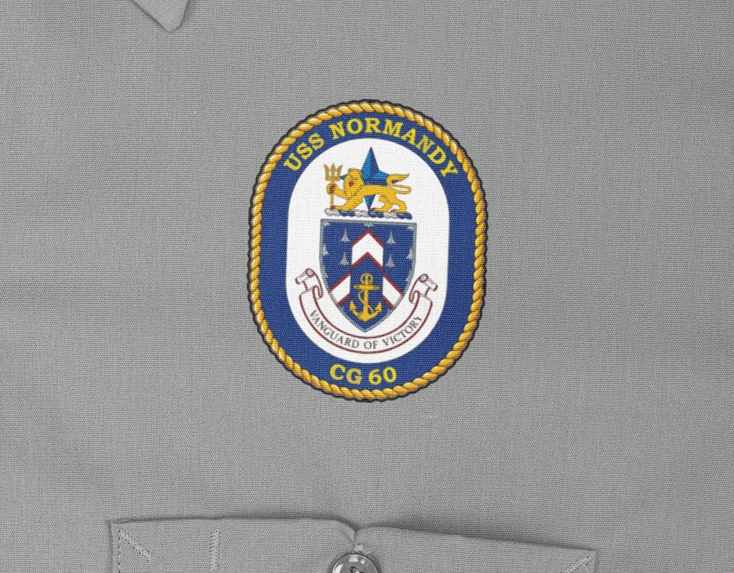 USS Normandy CG-60 Badge Iron On Heat Transfer Vinyl HTV Ticonderoga Class Cruiser