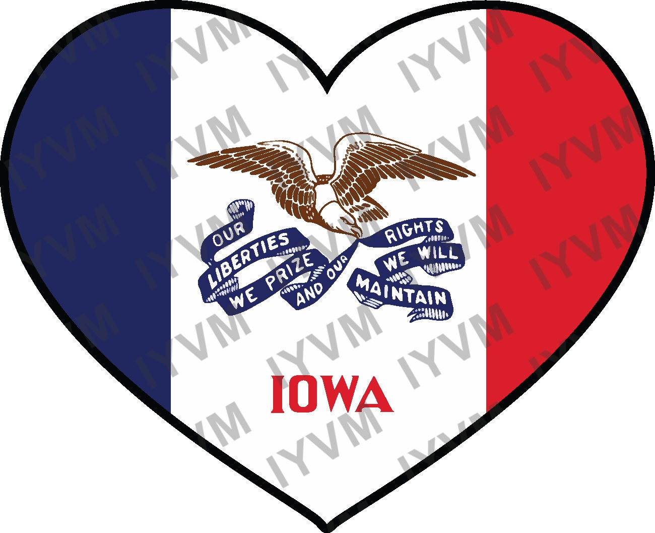 State of Iowa Flag Heart Sticker Decal  USA Iowa State  Des Moines  The Hawkeye State