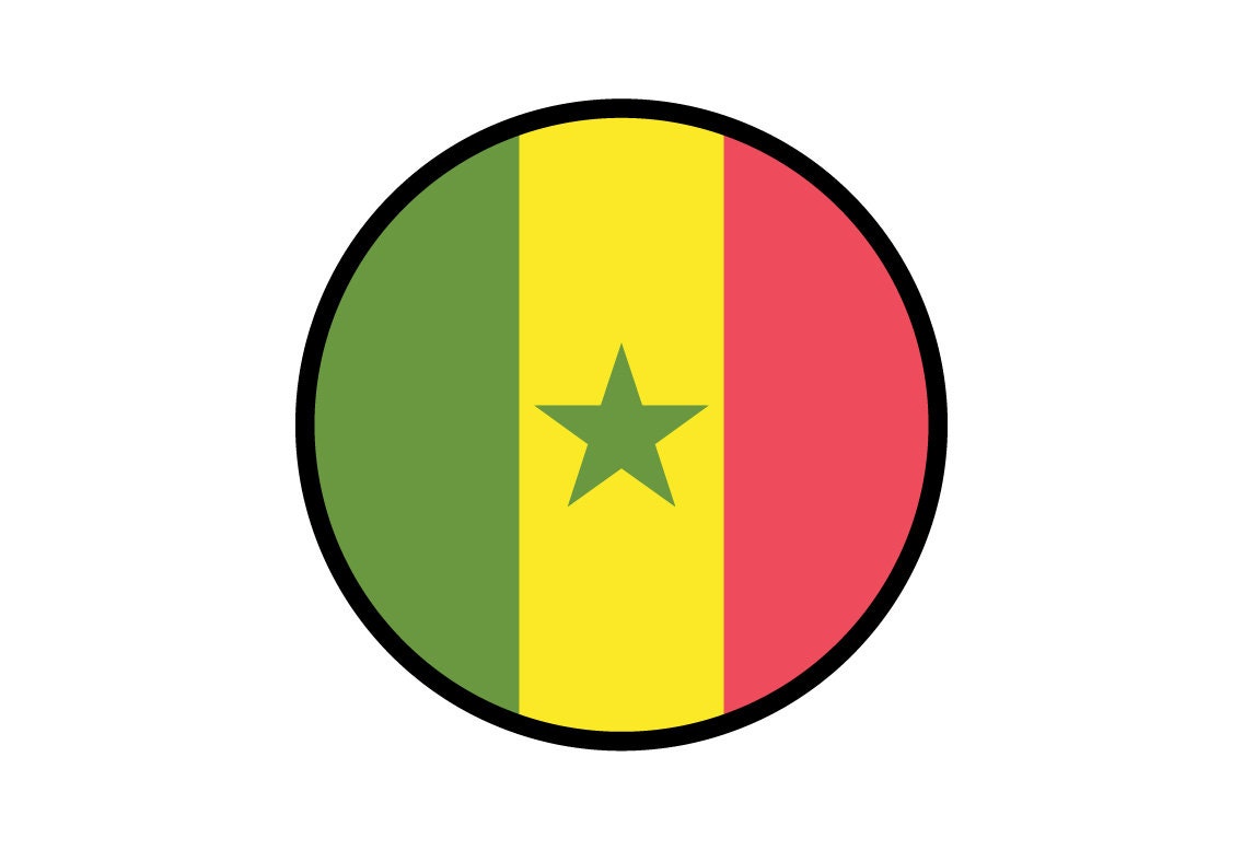 Senegal Flag Circle Sticker Decal