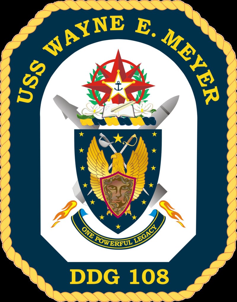 USS Wayne E. Meyer DDG-108 Badge Iron On Heat Transfer Vinyl HTV Arleigh Burke Class Destroyer