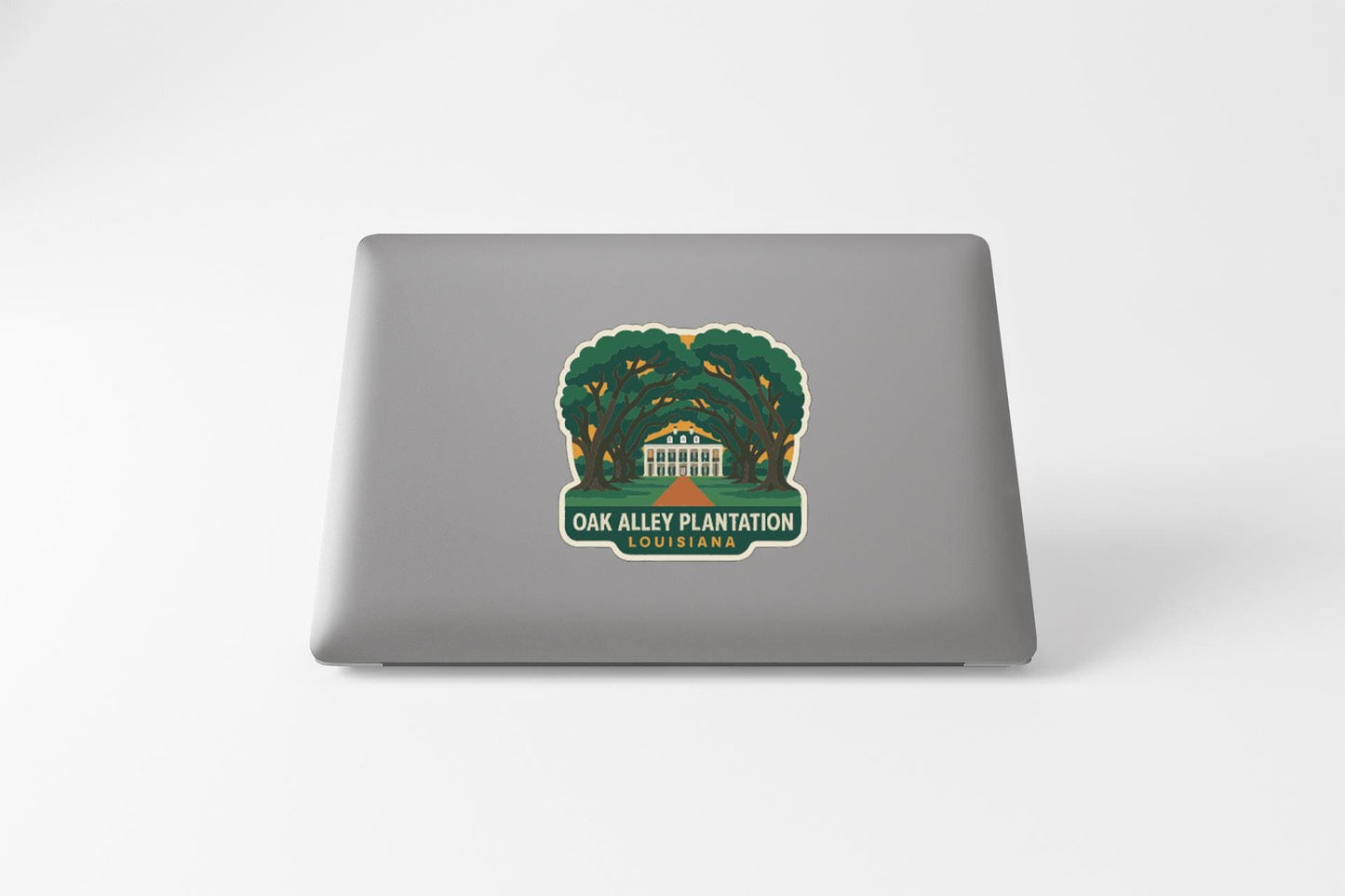 a sticker with a logo for Oak Alley Plantation in Louisiana.