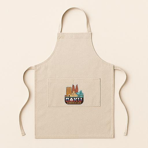 A beige apricot with a graphic design on the front pocket.
