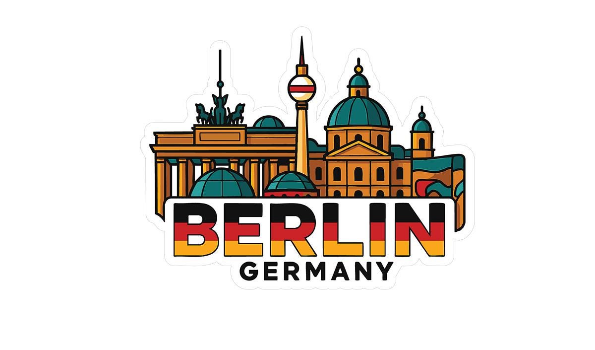 a sticker with the name berlin in german