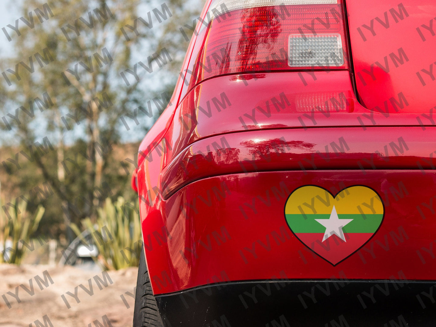 Myanmar Flag Heart Sticker Decal / Republic of the Union of Myanmar / Burma / Naypyidaw / Burmese /