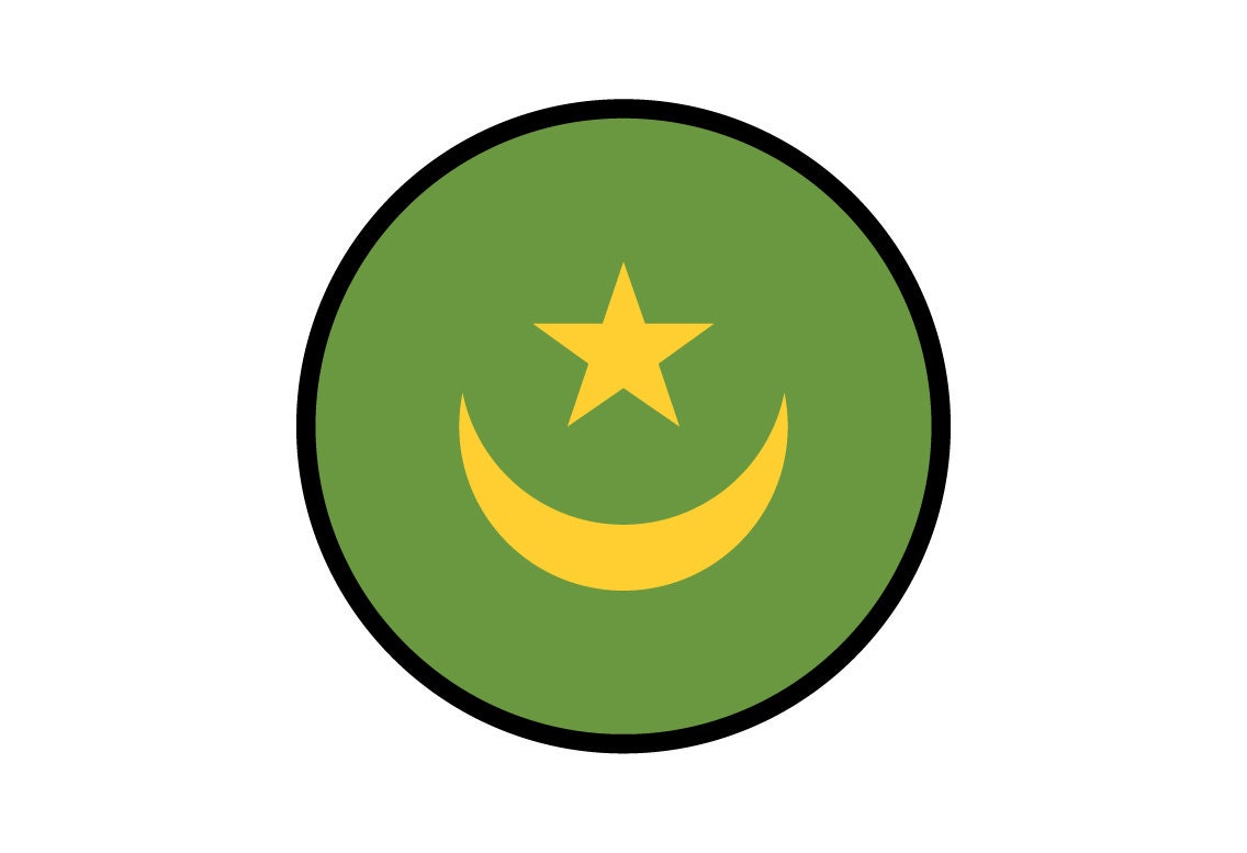 Mauritania Flag Circle Sticker Decal