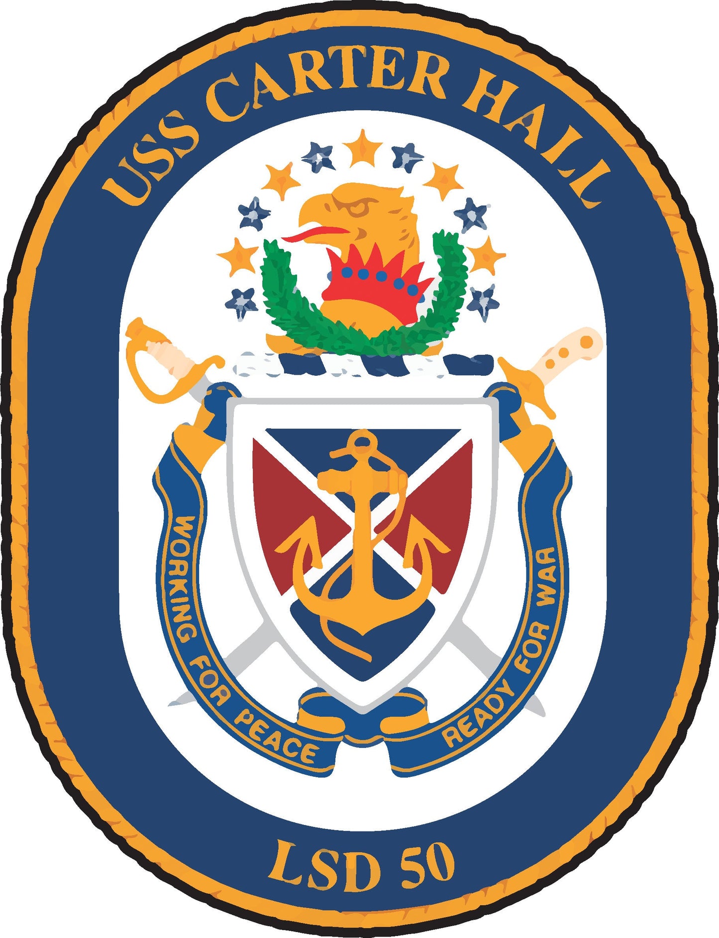 USS Carter Hall LSD-50 Badge Iron On Heat Transfer Vinyl HTV Whidbey Island Class Dock Landing Ship