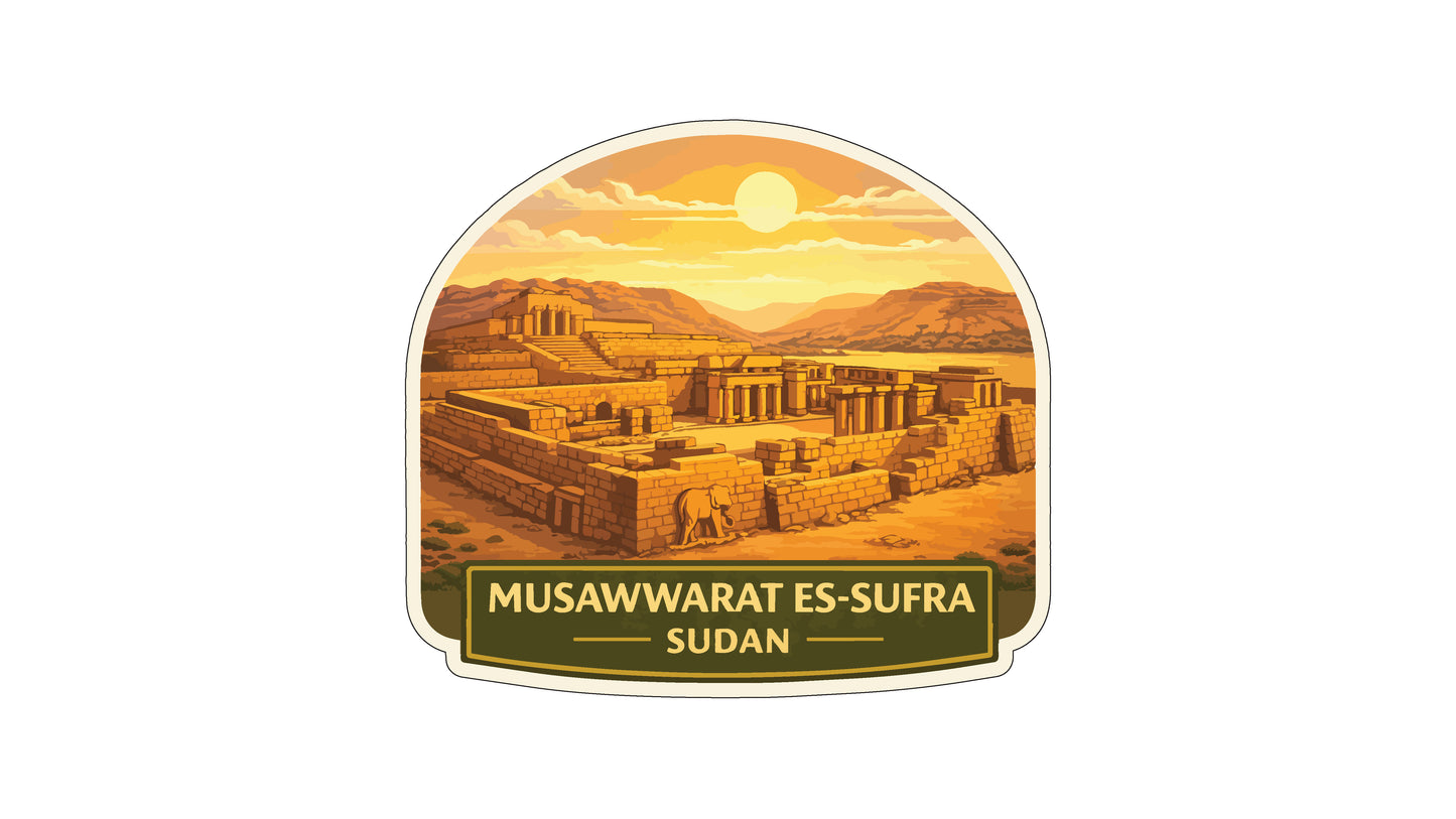 a city in the desert, with a large sun in the sky and mountains in the background.