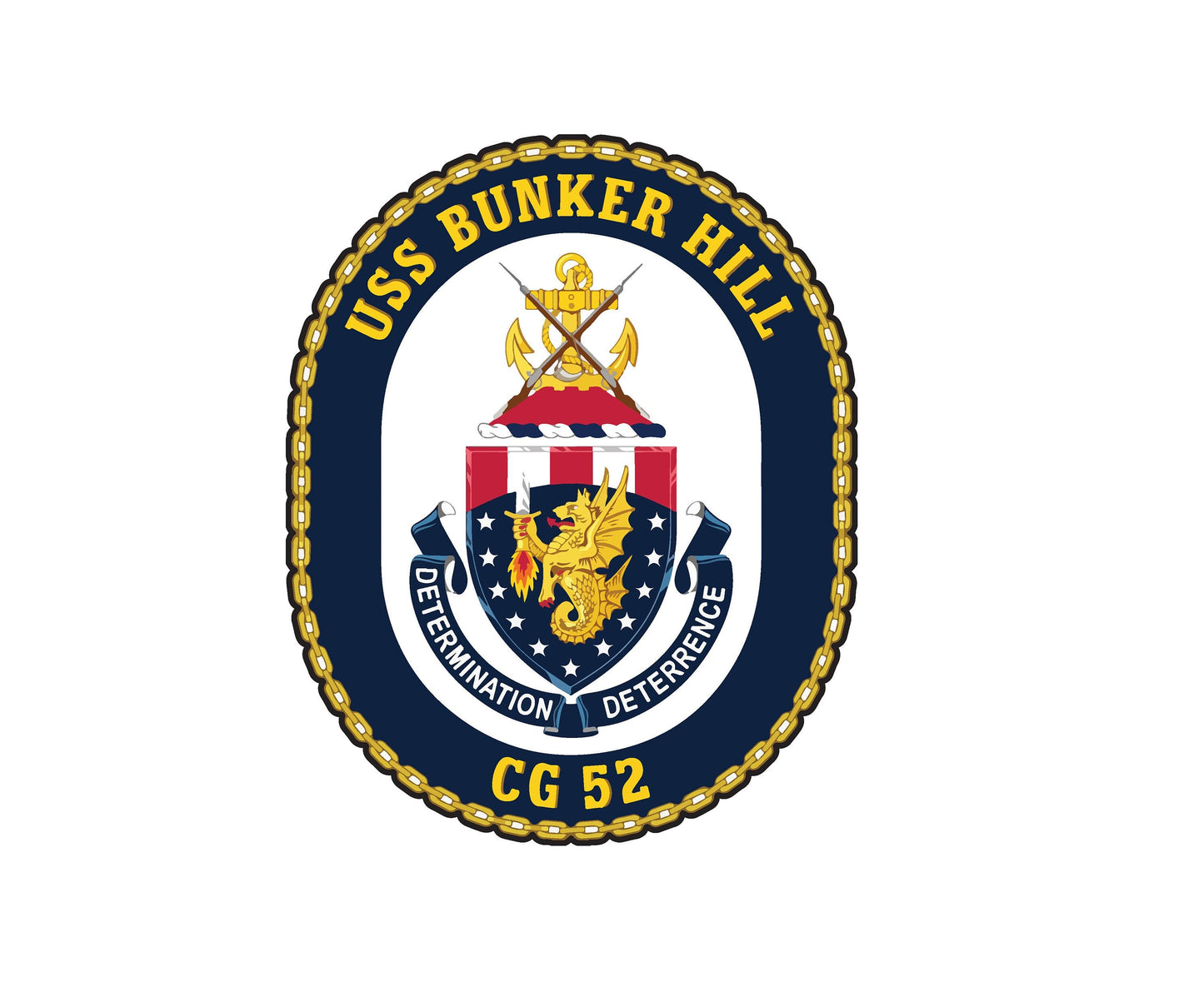 USS Bunker Hill CG-52 Badge Sticker Decal Ticonderoga Class Cruiser Car Sticker Bumper Sticker for Car Emblem