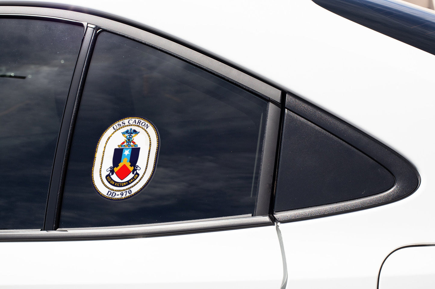 USS Caron DD-970 Badge Sticker Decal Spruance Class Destroyer Car Sticker Bumper Sticker for Car Emblem