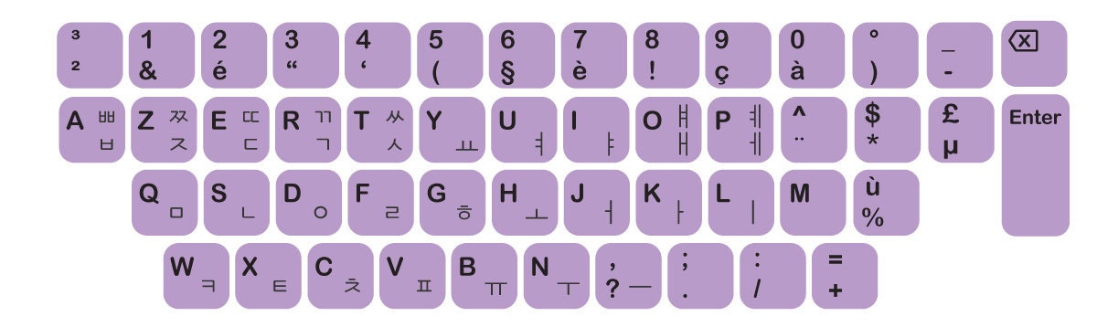 AZERTY Korean Keyboard Sticker Vinyl Sticker Decal